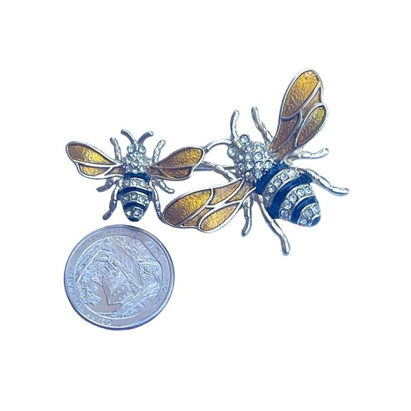 Vintage Napier Bee Brooch Pin With Rhinestone Accents and Enamel Wings - Picture 7 of 8